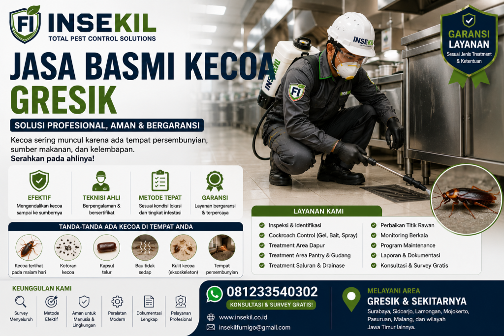 Jasa Basmi Kecoa Gresik