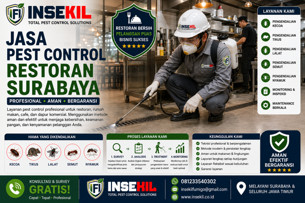 Jasa Pest Control Restoran Surabaya - PT INSEKIL FUMIGO INDONESIA Jasa Pest Control Restoran Surabaya