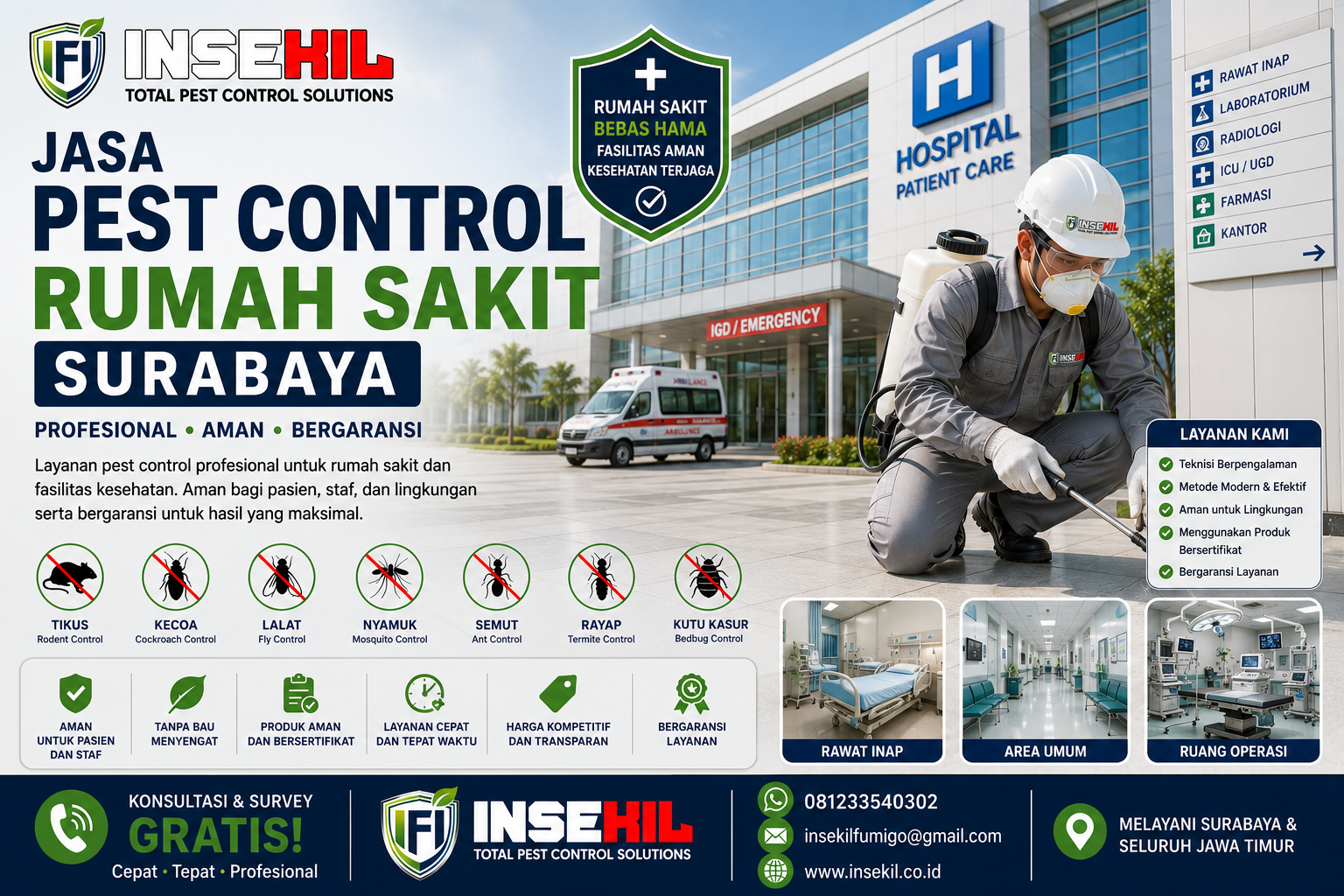 Jasa Pest Control Rumah Sakit Surabaya Profesional