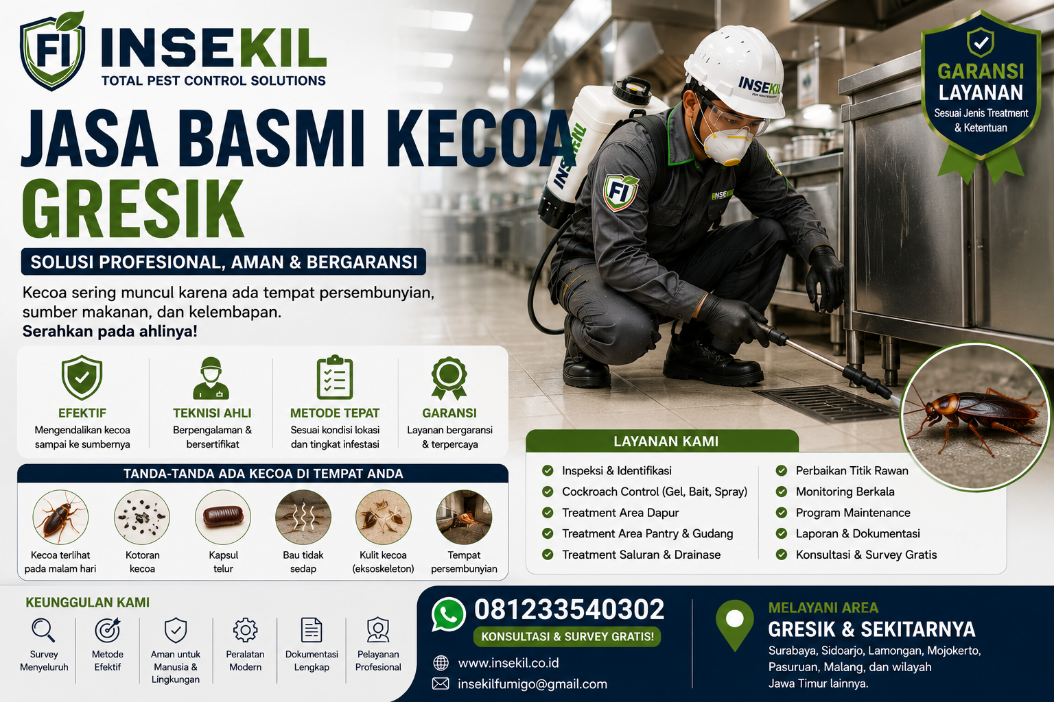 Jasa Basmi Kecoa Gresik