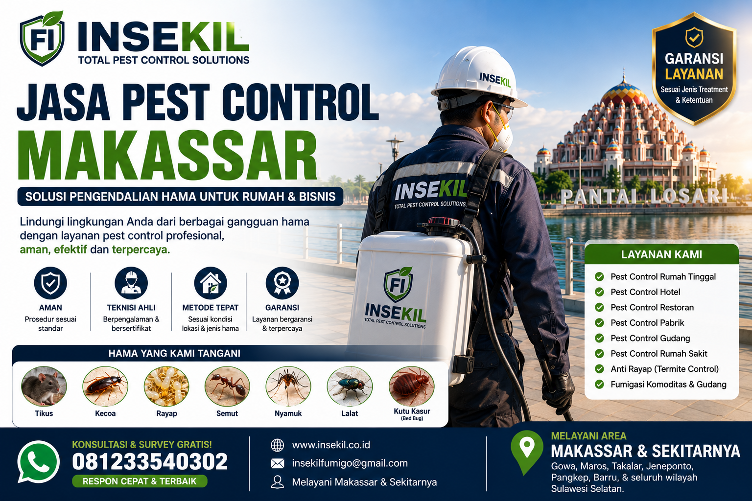 Jasa Pest Control Makassar Featured - PT INSEKIL FUMIGO INDONESIA Jasa Pest Control Makassar Profesional untuk Rumah & Bisnis
